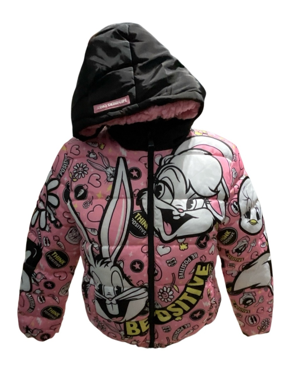 Looney Tunes Members Only Hoodie Puffer Coat Girl Sherpa Lined Bugs Bunny